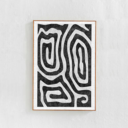 Siyah Beyaz: Soyut Sanat. İskandinav Modern Eklektik Dekor. Monokrom Çağdaş Duvar Sanatı