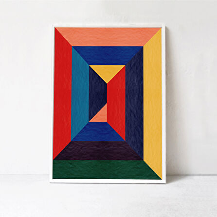 Renkli Soyut - Soyut Geometrik Duvar Sanatı, Çağdaş Poster Sanatı: kırmızı