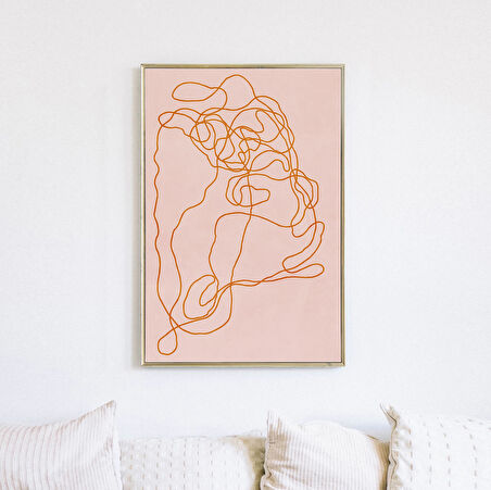 Büyük Soyut Çizgi Çizimi SANATI Soyut Poster, Sanat, Turuncu Duvar Sanatı