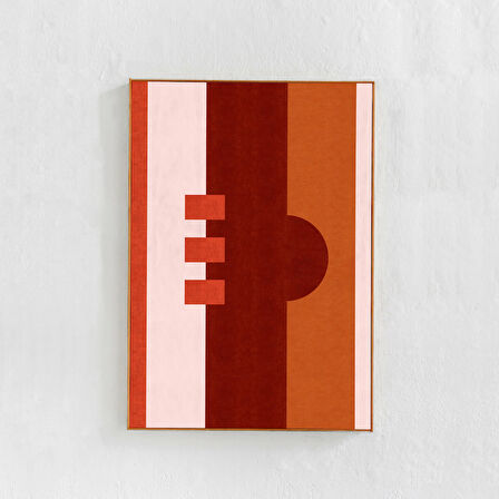 Bordo Kırmızı Turuncu Renk Blok Sanatı: Soyut Duvar Sanatı