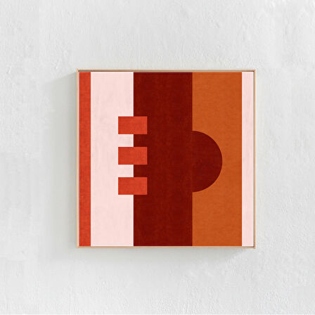 Bordo Kırmızı, Yanık Turuncu Duvar Sanatı. Soyut, Geometrik Modern Sanat, Geometrik Sanat
