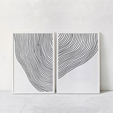 Siyah Beyaz Soyut Sanat 2'li Set
