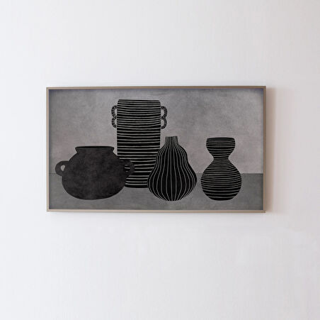 Vazolar - Samsung Frame TV Sanatı. Modern sanat. Samsung Frame TV için sanat, siyah ve gri çağdaş Frame TV Sanatı