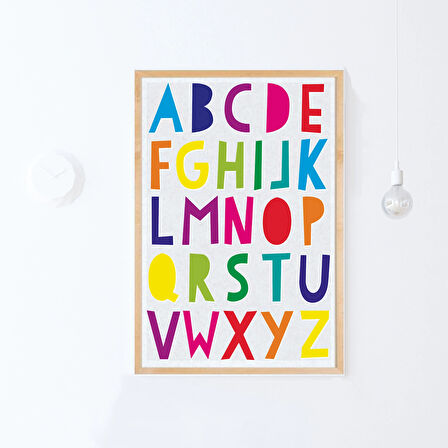 Alfabe Poster Sanatı, Çocuk Odası Dekoru, Büyük Alfabe, Renkli, Çocuk Posteri