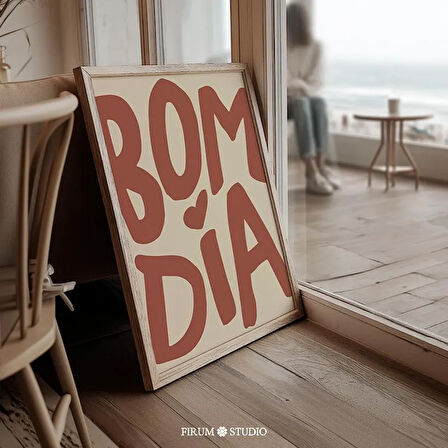 Bom Dia Tipografi Poster, Modern Kırmızı ve Bej Sanat