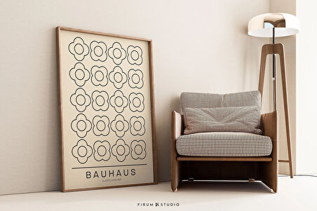 Bej ve Siyah Bauhaus Poster, Duvar Sanatı, Orta Yüzyıl Modern