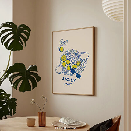 Sicilya Limonları Duvar Sanatı, Akdeniz Mutfağı Duvar Dekoru, Meyve Sanatı