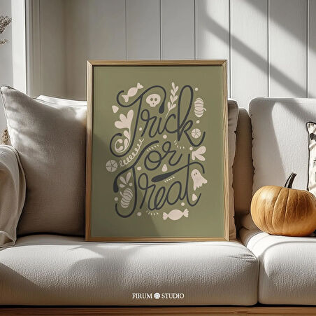 Sönük Yeşil Duvar Sanatı, Şaka mı Şeker mi, Cadılar Bayramı, Bohem Cadılar Bayramı Sanatı