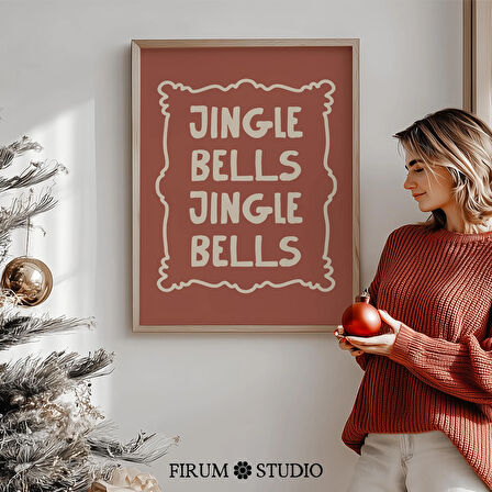 Jingle Bells Noel Duvar Sanatı, Retro Tipografi Tatil Sanatı