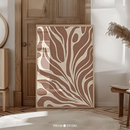 Boho Soyut Organik Sanat, Terracotta ve Bej Duvar Dekoru