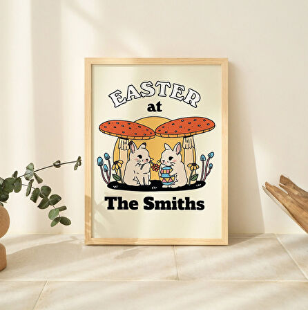 Kişiselleştirilmiş Sevimli Paskalya Tavşanı Dekoru, Retro Paskalya Duvar Baskıları