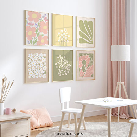 Boho Pastel Galeri Seti 6'lı, Sanat, Çiçek Galeri Seti