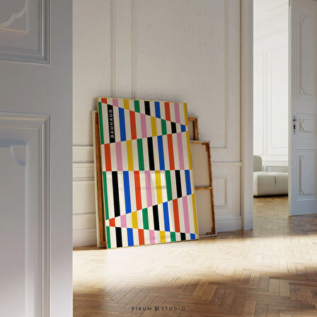 Parlak Renkli Bauhaus Poster, Geometrik Sanat