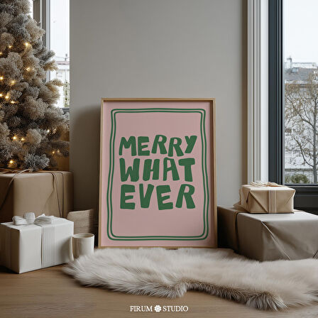 Neşeli Her Ne Olursa Olsun Komik Noel Duvar Sanatı, Cüretkar Tatil Tipografi Posteri