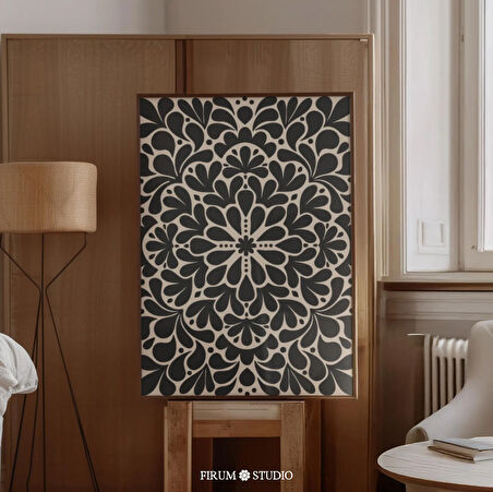 Soyut Çiçek Sanatı, Orta Yüzyıl Modern, Siyah Sanat, Çiçek İllüstrasyonu