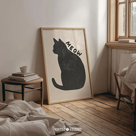 Minimalist Siyah Kedi Duvar Sanatı