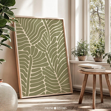 Japandi Organik Botanik Sanatı, Adaçayı Yeşili Duvar Dekoru