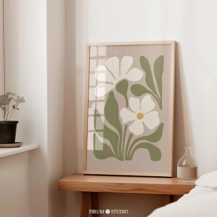 Bahar Soyut Çiçek Sanatı, Sönük Yeşil ve Bej Cottagecore Dekoru