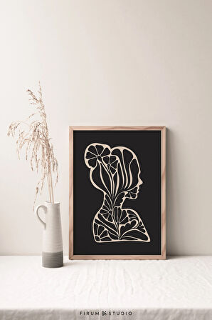 Soyut Çiçek Sanatı, Koyu Duvar Dekoru, Kadın Figürü, Koyu Bohem Sanatı