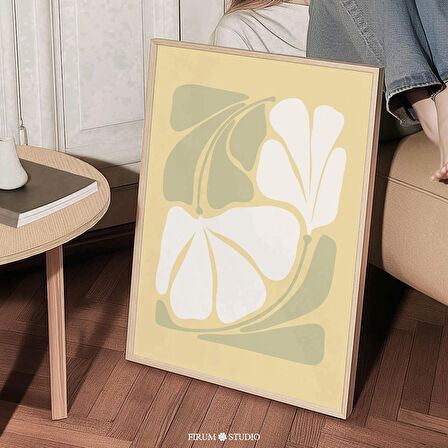 Pastel Sarı Soyut Çiçek Sanatı, Modern Cottagecore Duvar Dekoru