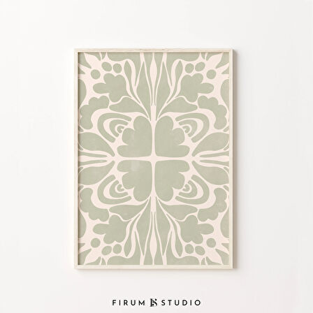 Adaçayı Yeşili Soyut, Organik Duvar Sanatı, Japon Dekoru, Bohem Sanatı, Pastel Oda Dekoru