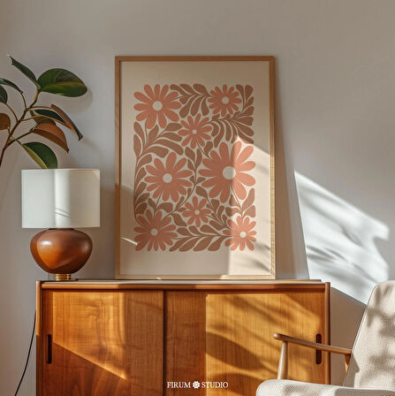 Sıcak Estetik Çiçek Duvar Sanatı, Topraksı Eklektik Daire Duvar Dekoru