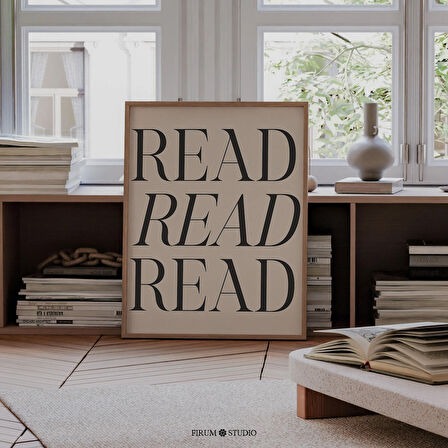 Minimalist Okuma Köşesi Sanat Posteri, Modern Kütüphane Sanat Posteri