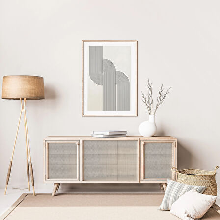 Orta Yüzyıl Modern, Bej Siyah Duvar Sanatı, Geometrik Duvar Sanatı