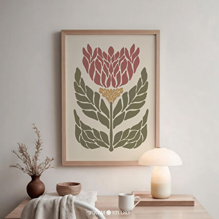 Yatak Odası veya Oturma Odası için Boho Çiçek Soyut Sanat