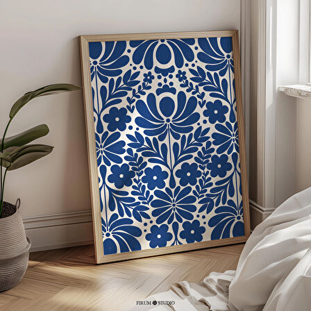 Norveç Halk Kraliyet Mavisi Duvar Sanatı, Mavi ve Bej, İskandinav Halk Sanatı