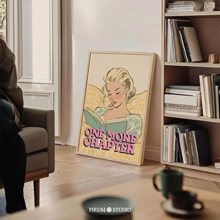 Bir Bölüm Daha Retro Kitap Sever Poster, Edebiyat Kızı Duvar Sanatı