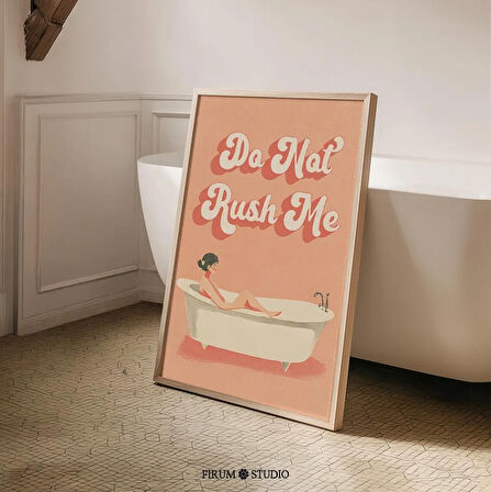 Acele Etme Retro Banyo, Komik Pembe Banyo Duvar Sanatı