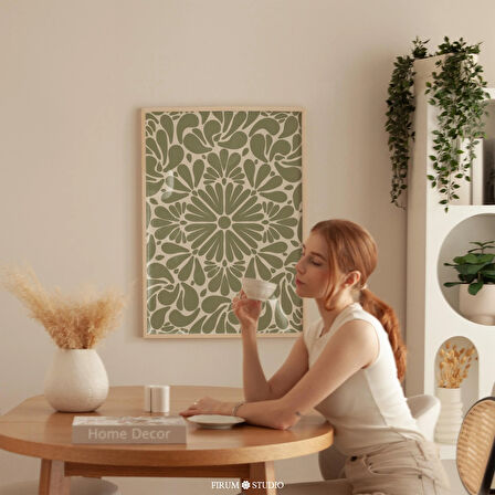 Boho Çiçek Adaçayı Yeşili Sanatı