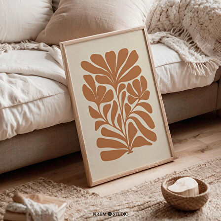Yanık Turuncu Boho Botanik Soyut Sanat