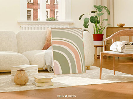 Adaçayı Yeşili Soyut Duvar Sanatı, Trend Gökkuşağı Sanatı