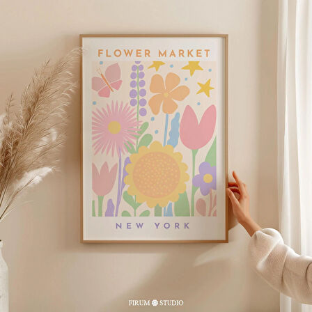 Danimarka Pastel Dekor New York Pazar Duvar Sanatı, Pastel Yurt Odası Duvar Dekoru