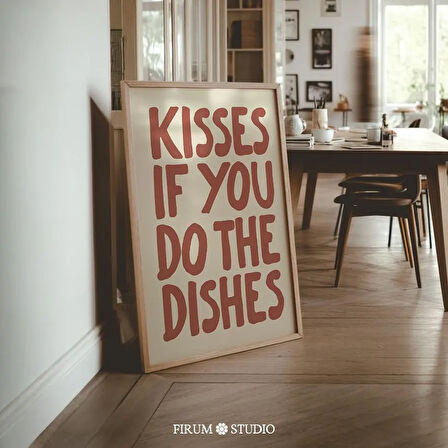 Bulaşıkları Yıkarsan Öpücükler Komik Mutfak Duvar Sanatı