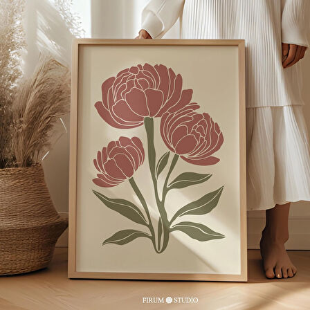 Bohem Çiçekli Şakayık Sanatı, Toprak Tonlarında Duvar Dekoru