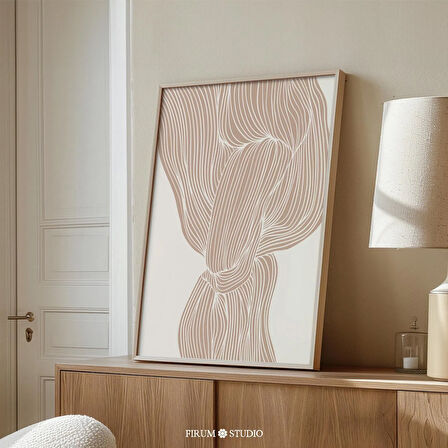 Soyut Akan Çizgiler Bej Sanatı