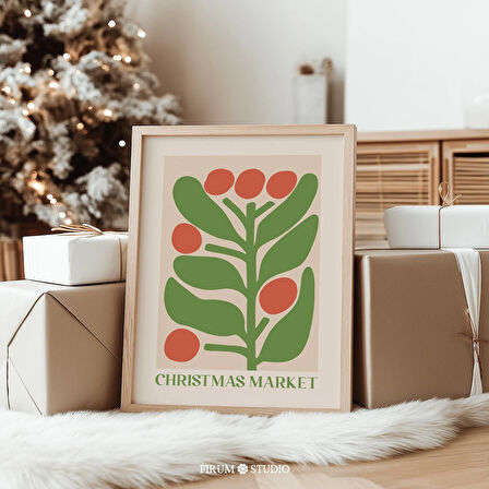 Sevimli Soyut Noel Botanik Duvar Sanatı, Renkli Tatil