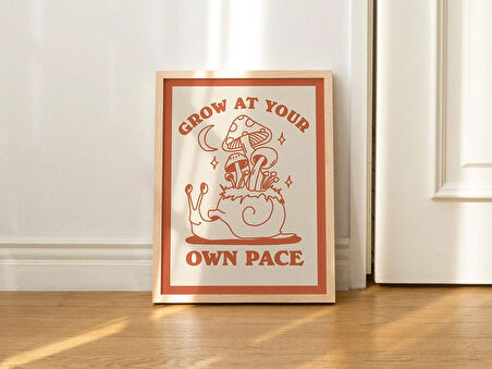 Retro Söz Duvar Baskısı, Turuncu Yeşil Duvar Sanatı İllüstrasyonu, Harika Duvar Dekoru Hediyesi