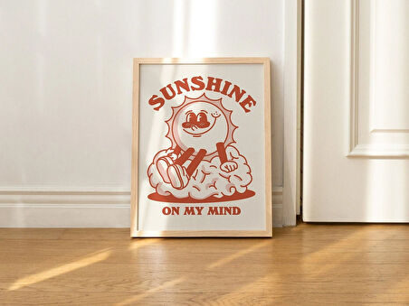 Sunshine Retro Karakter Duvar Sanatı, Olumlu Söz Duvar Baskısı, Sevimli Duvar Dekoru, A3 A4 A2 Baskılar