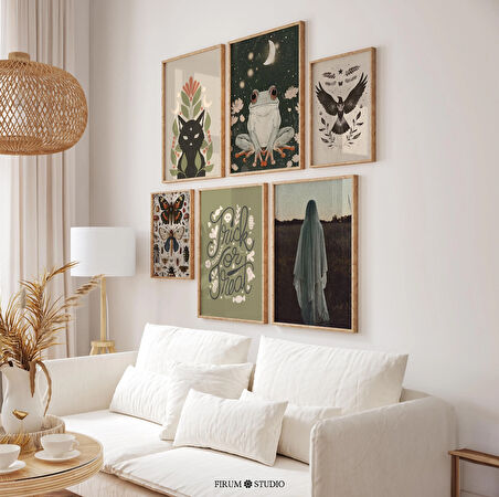 Eklektik Cadılar Bayramı 6'lı Sanat Seti, Modern Cadı Duvar Dekoru