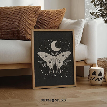 Vintage Güve Cadılar Bayramı Duvar Sanatı, Kasvetli Boho Sanatı, Modern Cadı Duvar Dekoru