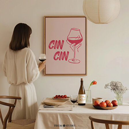 Cin Cin Duvar Sanatı, Pembe Estetik Daire Dekoru, Bar Arabası Sanatı