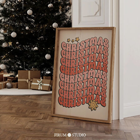 Retro Renkli Noel Duvar Sanatı