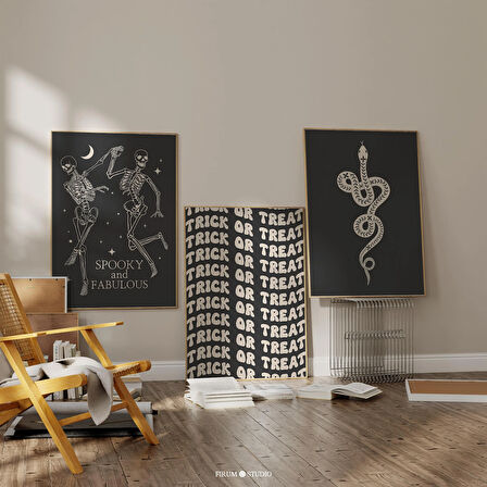 Kasvetli Cadılar Bayramı 3'lü Duvar Dekoru Seti, Karanlık Akademi Sanatı, Ürkütücü Duvar Sanatı