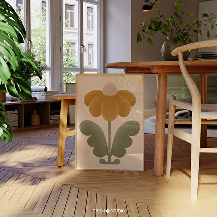 Soyut Çiçek Duvar Sanatı, Sıcak Tonlar Eklektik Daire Duvar Dekoru