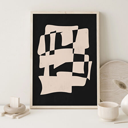 Bej Siyah Duvar Sanatı, Soyut Sanat, Sanat, Minimal Poster, Büyük Soyut