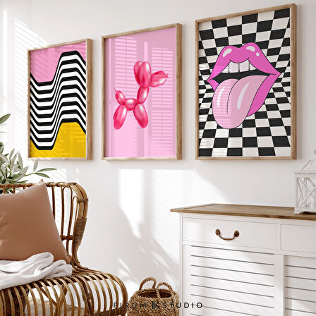 Parlak Renkler Trend Duvar Galerisi 3'lü Set